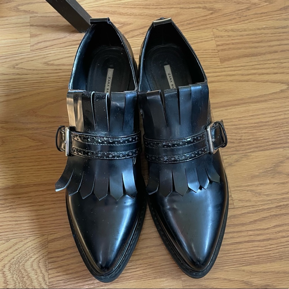 Zara, pointy toe, brogue loafers